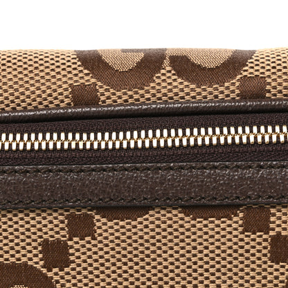 Gucci Monogram Jumbo GG Textured Dollar Calfskin Web Belt Bag Camel Ebony New Acero 7 of 9