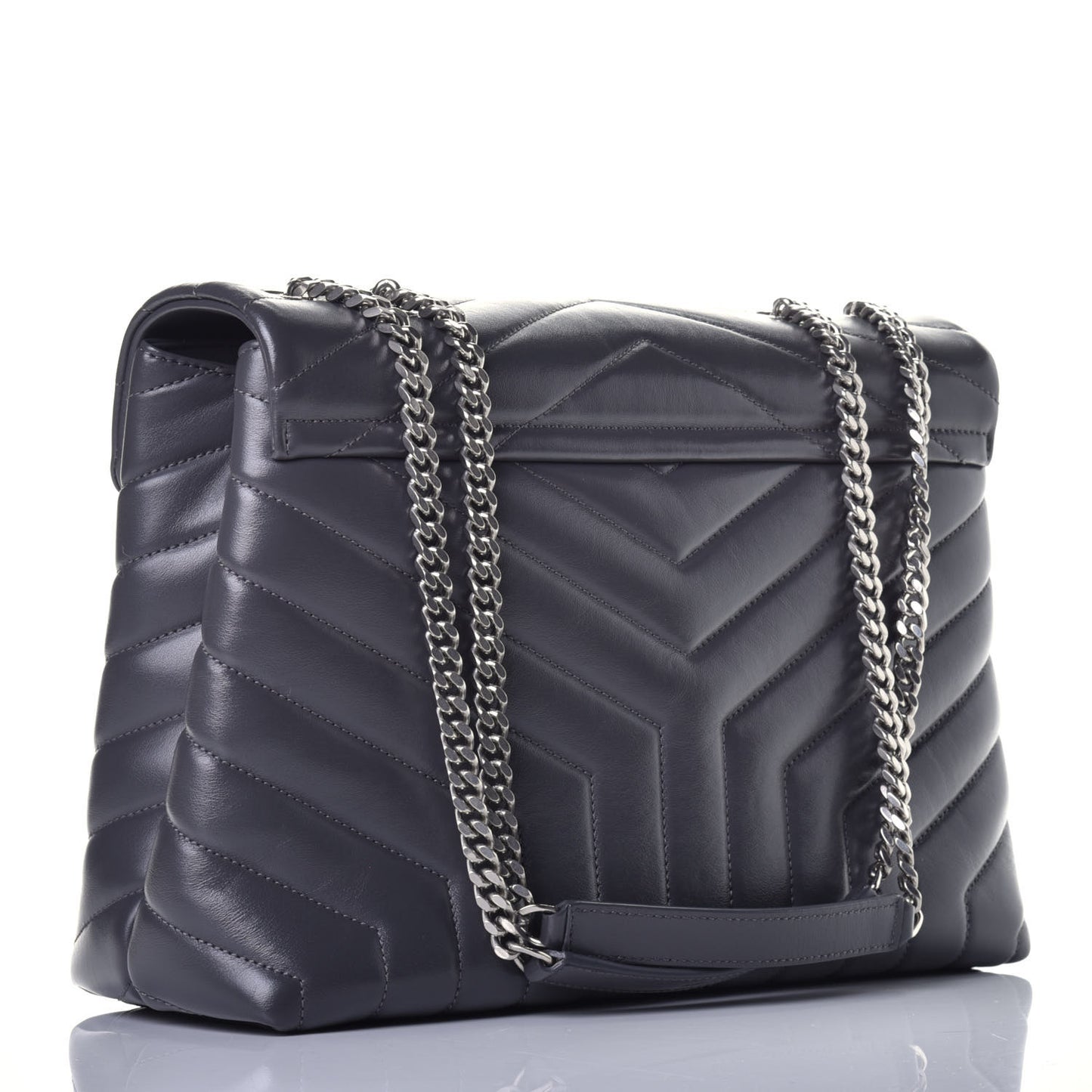Calfskin Y Quilted Monogram Medium Loulou Chain Satchel Asphalt