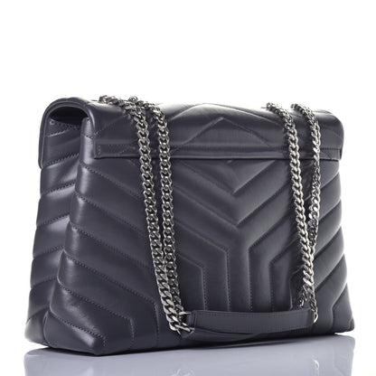 Saint Laurent Calfskin Y Quilted Monogram Medium Loulou Chain Satchel Asphalt 3 of 8
