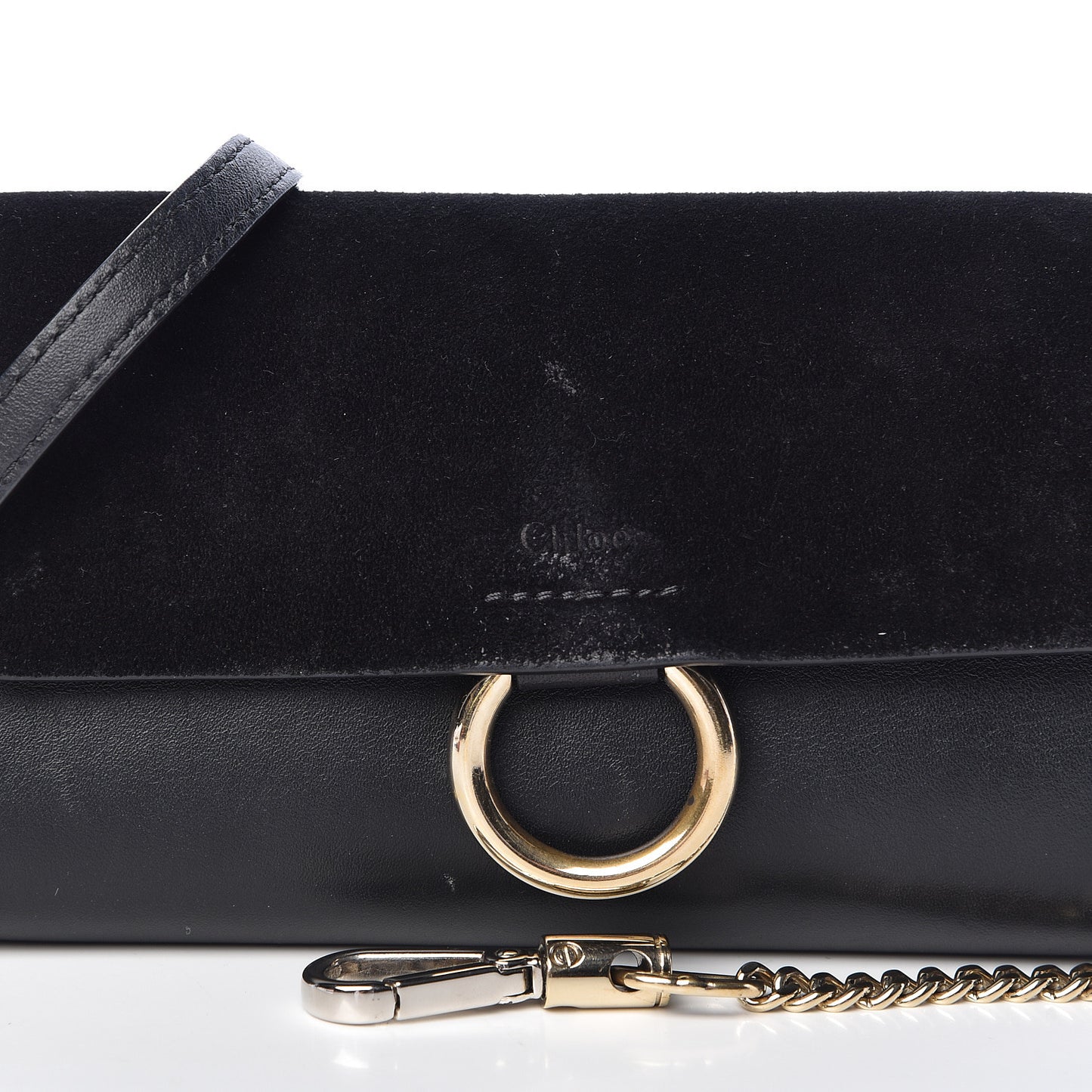 Suede Calfskin Mini Faye Shoulder Bag Black