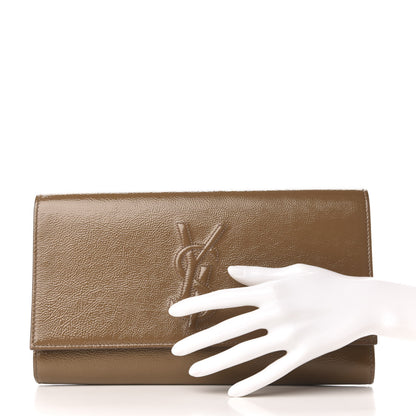 Saint Laurent Textured Patent Calfskin Large Belle De Jour Clutch Tobacco 2 of 7
