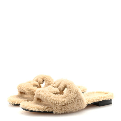 Gucci Shearling Interlocking G Cut Out Slide Sandals 37 Butterscotch 4 of 9