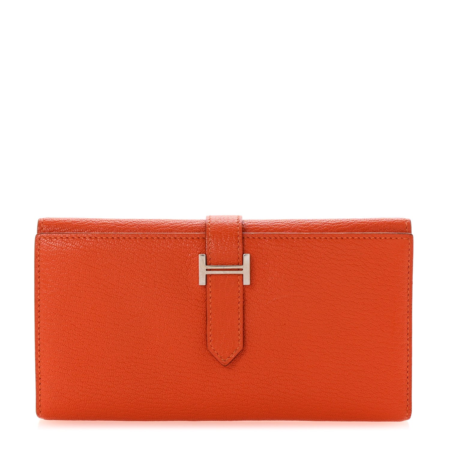 Hermes Chevre Mysore Bearn Gusset Wallet Orange 1 of 7
