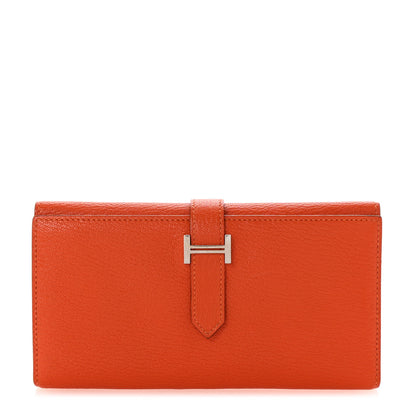 Hermes Chevre Mysore Bearn Gusset Wallet Orange 1 of 7