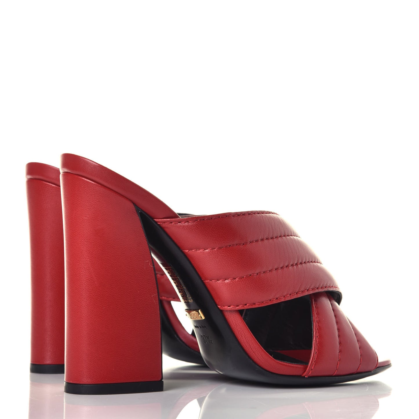Malaga Kid Webby Crossover High Heel Slide Sandals 37.5 Hibiscus Red