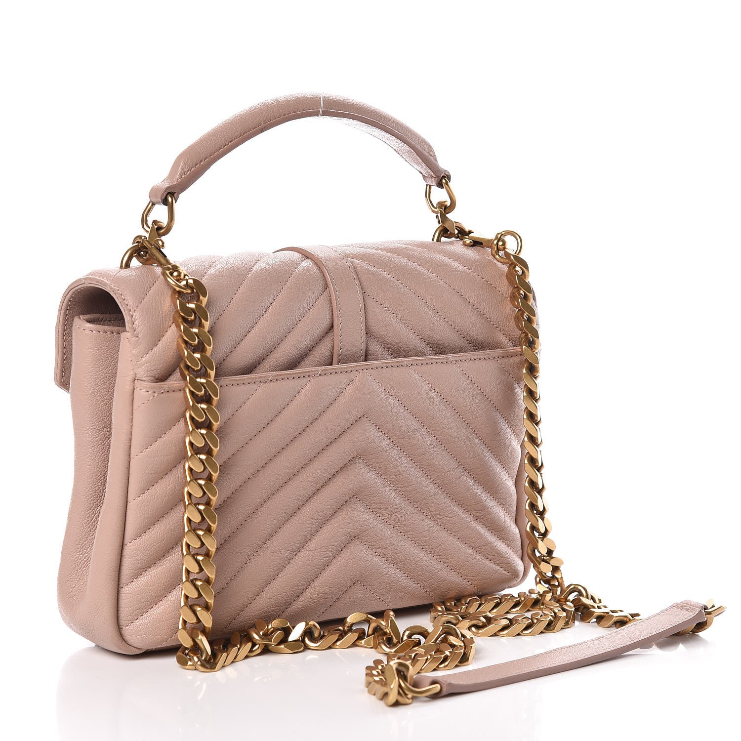 Saint Laurent Sheepskin Matelasse Chevron Monogram Medium College Bag Fard 3 of 14