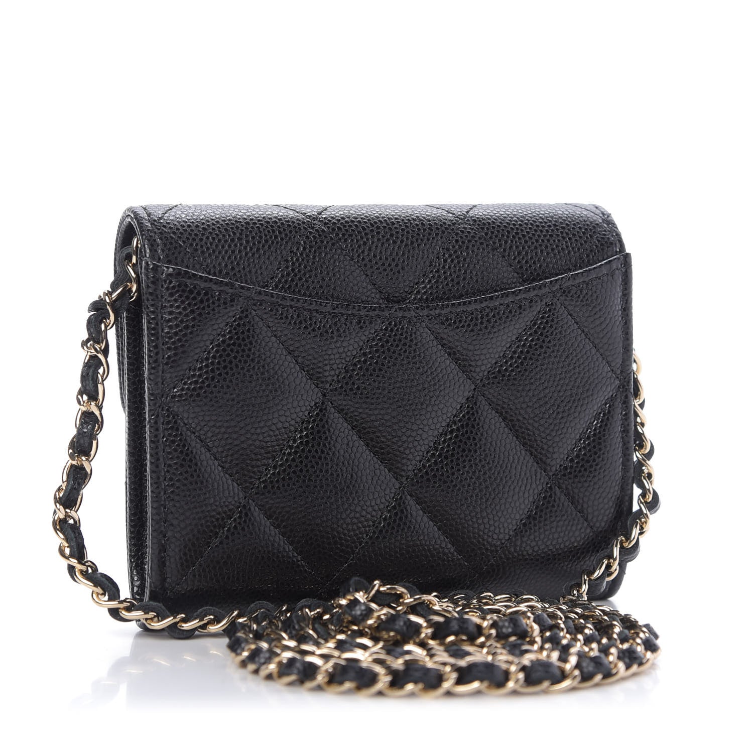 Chanel Caviar Quilted Flap Card Holder On Chain Black 3 of 11