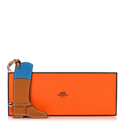 Hermes Butler Swift Paddock Botte Boot Bag Charm Natural Bleu Zanzibar 6 of 6
