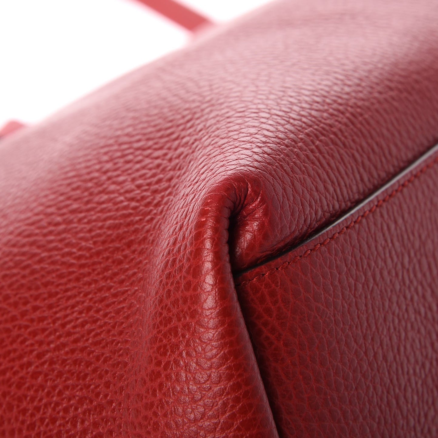 Pebbled Calfskin Convertible Bamboo Tassel Tote Red