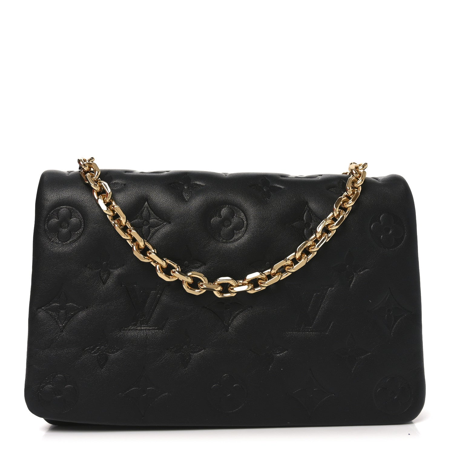 Louis Vuitton Lambskin Embossed Monogram Pochette Coussin Black 1 of 10