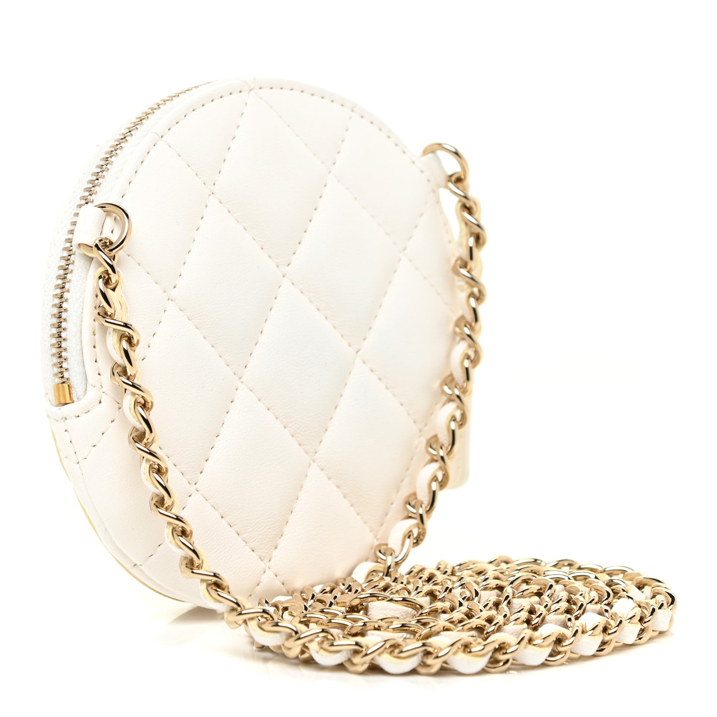 Lambskin Mini Camellia Bouquet Clutch With Chain White
