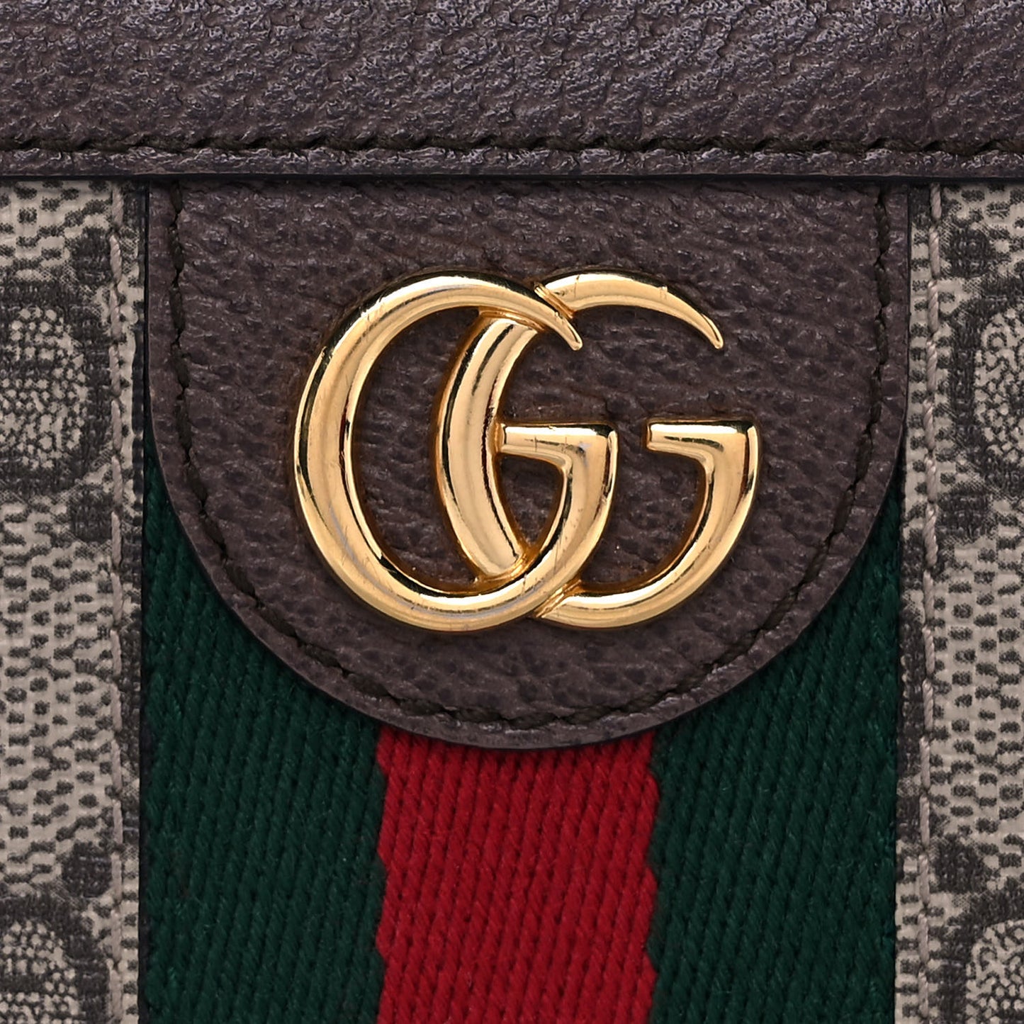 GG Supreme Monogram Web Ophidia Zip Around Wallet Brown