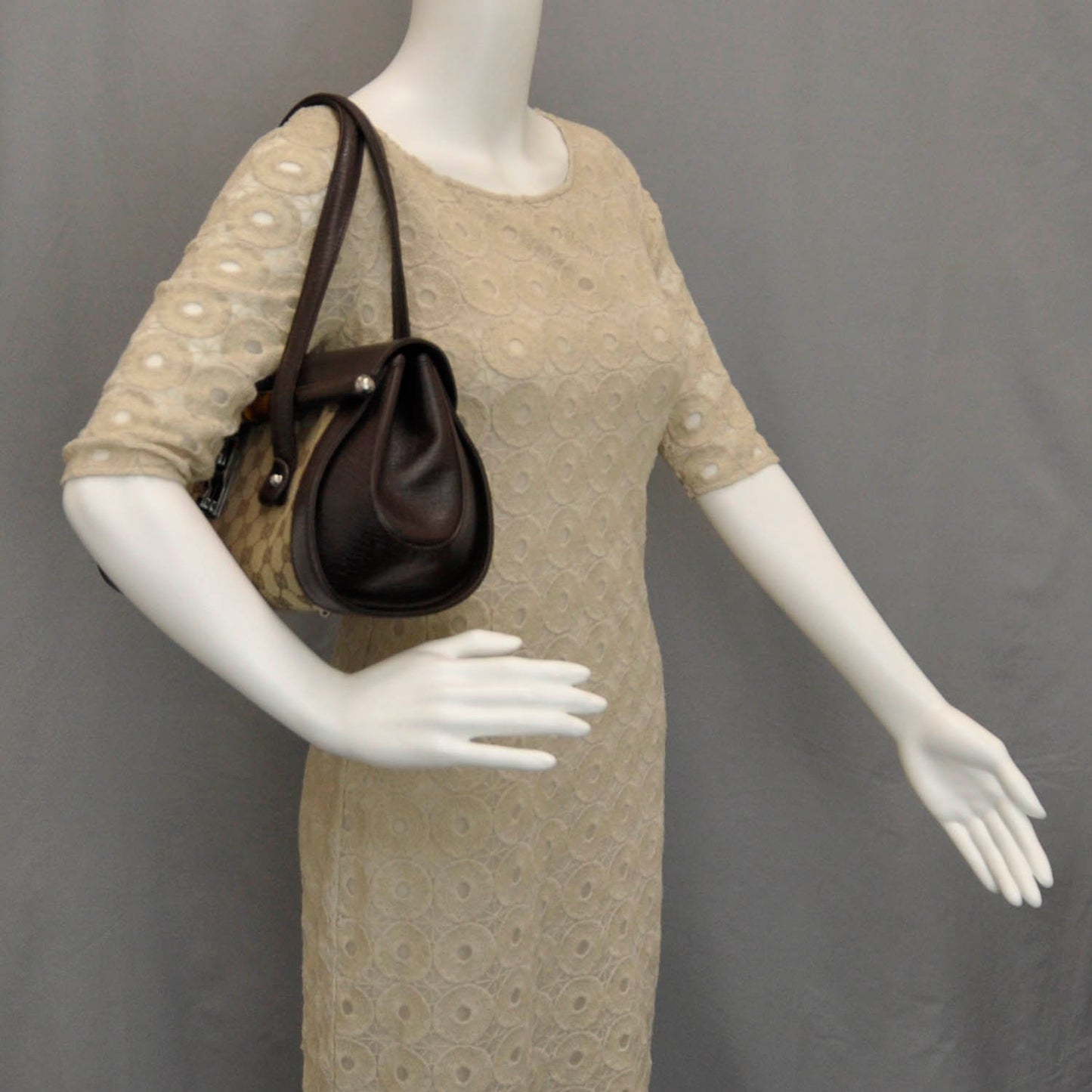 Monogram Bamboo Bullet Satchel Brown