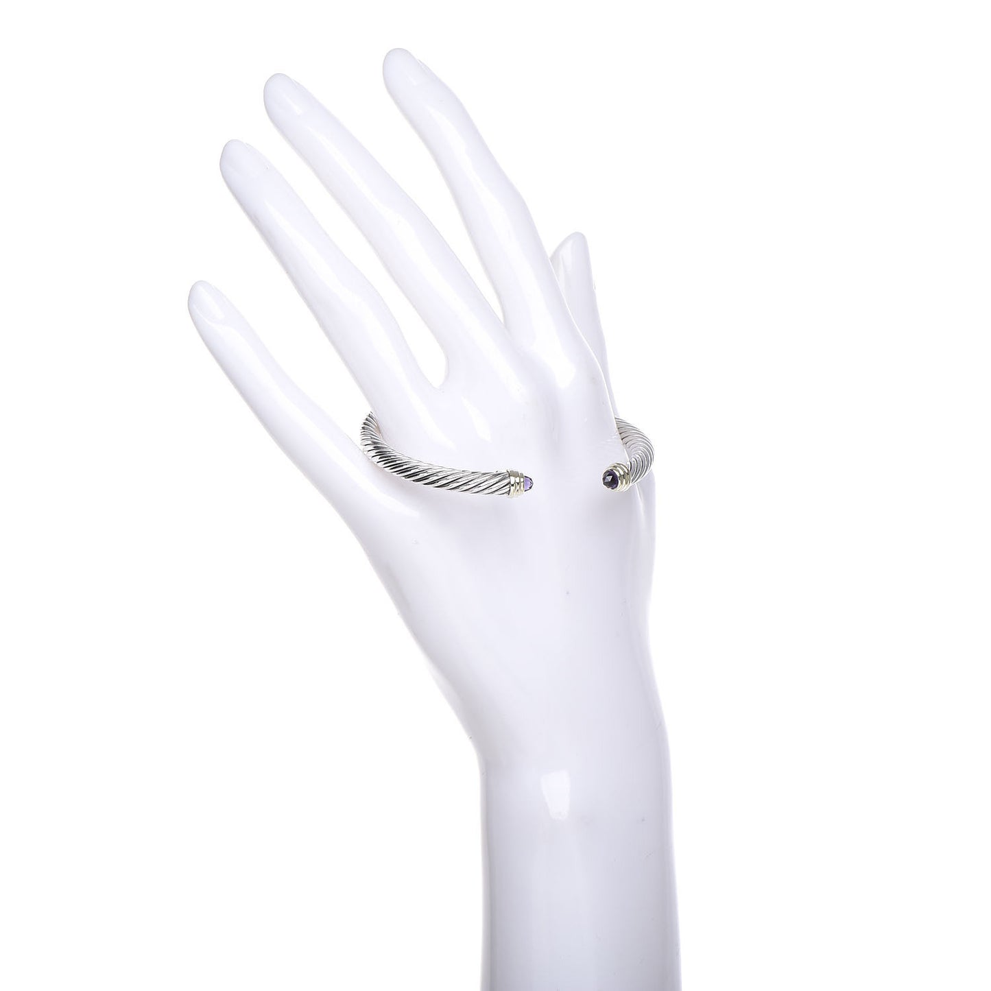 Sterling Silver 14K Yellow Gold Amethyst 5mm Cable Classics Petite Color Bracelet