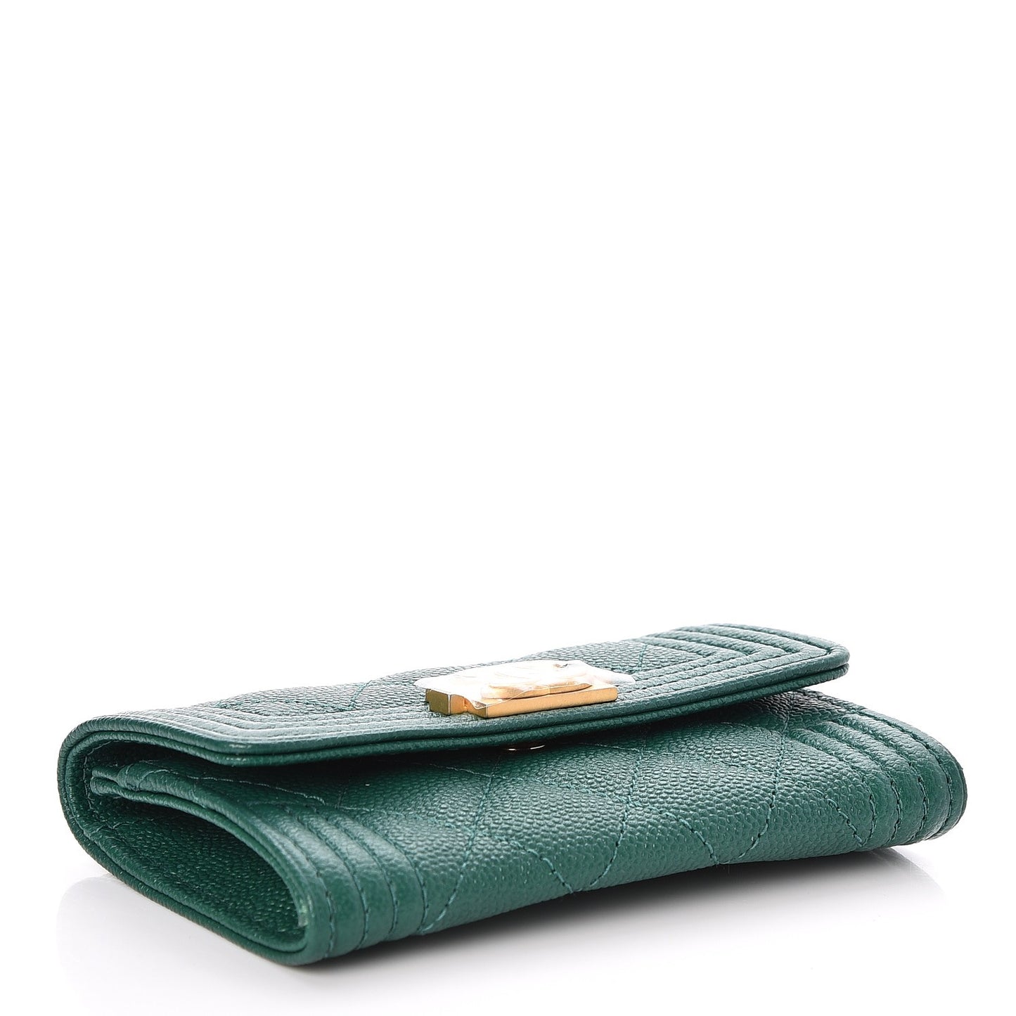 Caviar Quilted Boy Card Holder Wallet Green