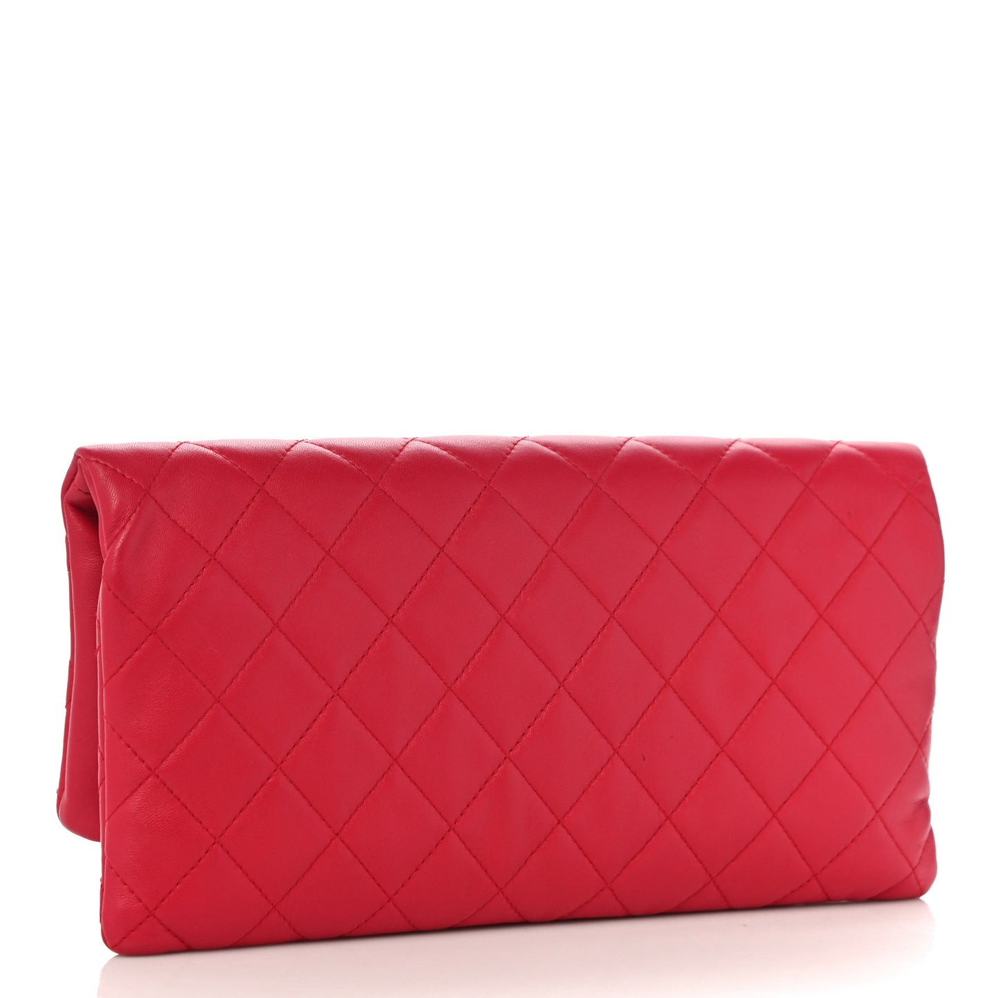 Lambskin Quilted CC Beauty Clutch Red