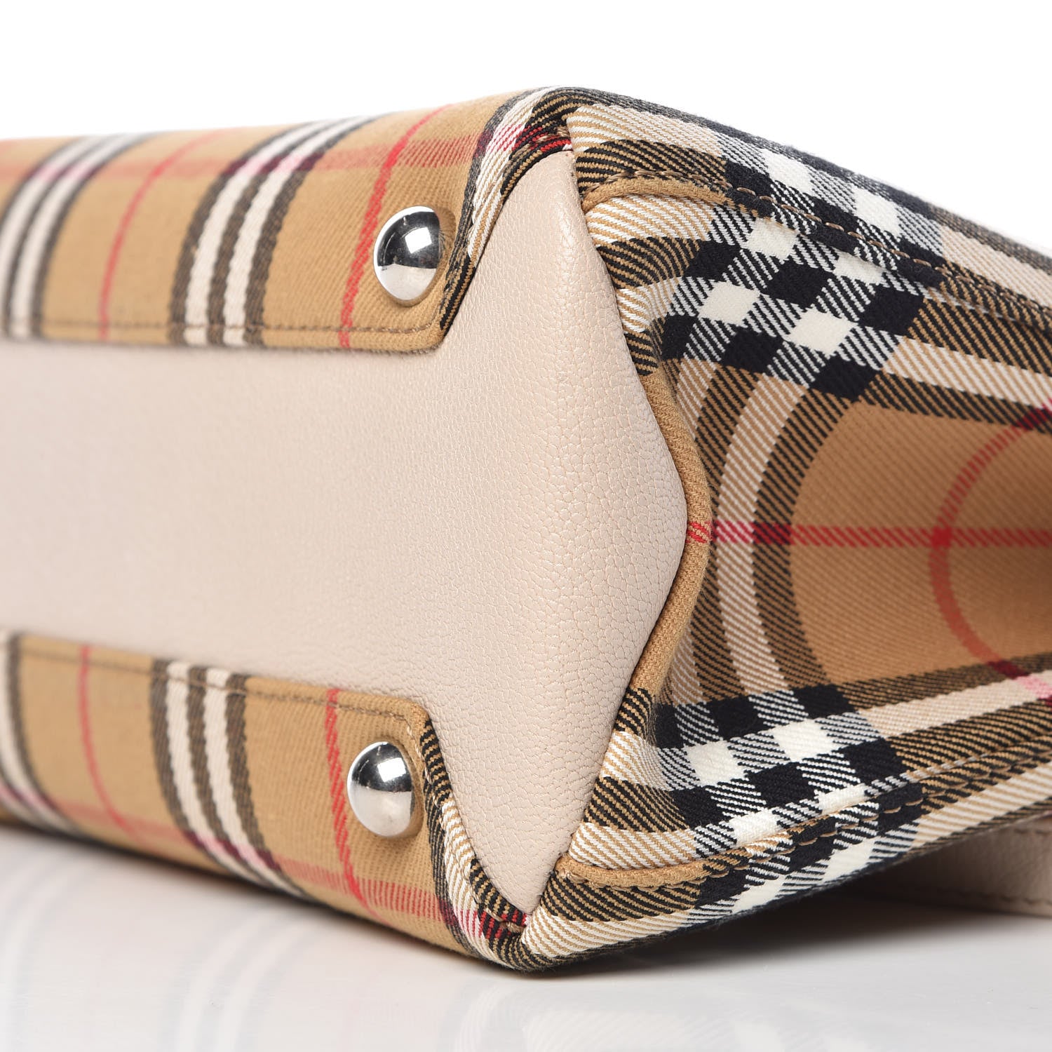 Burberry Goatskin Vintage Check Small Banner Tote Limestone 10 of 10
