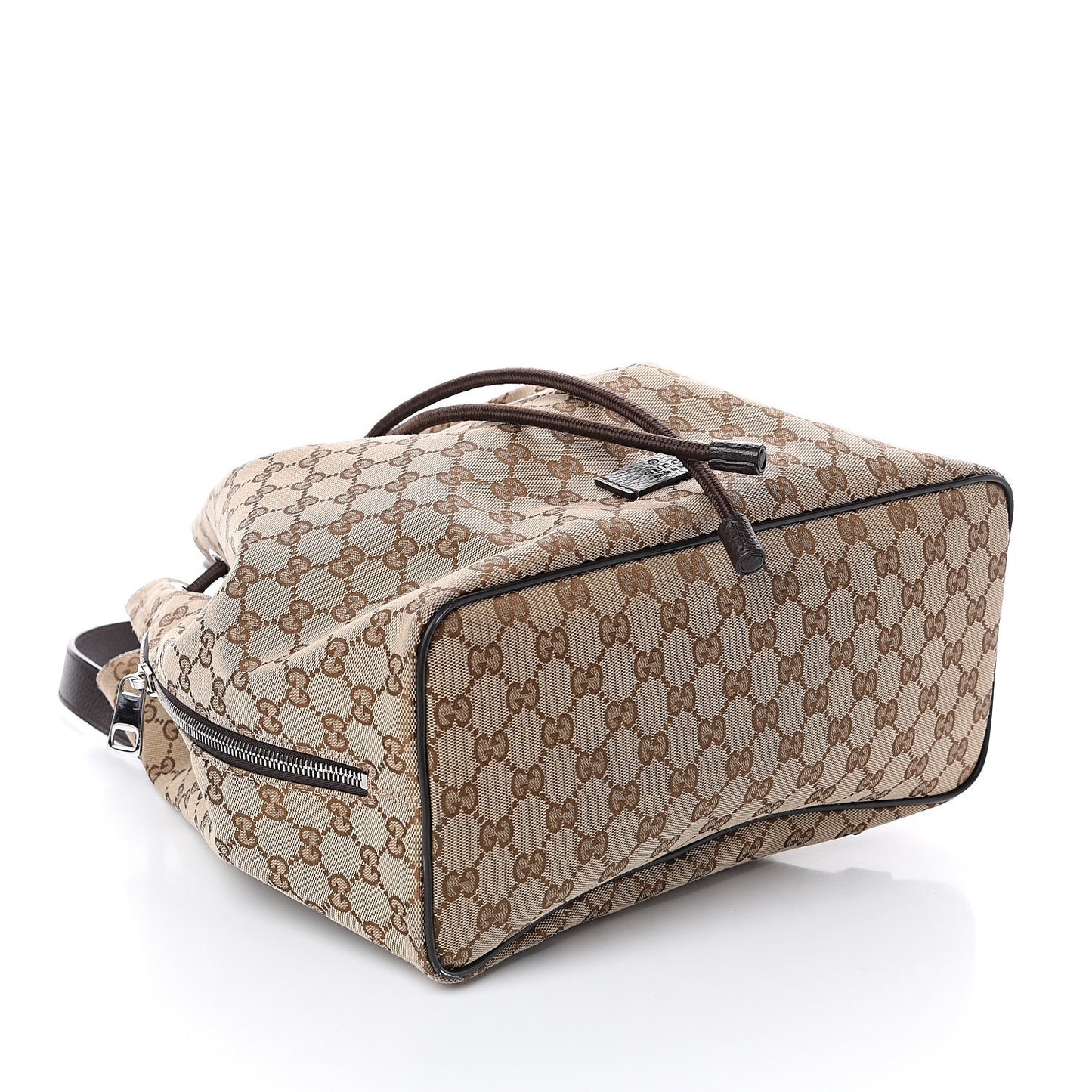Monogram Dollar Calfskin O Drawstring Backpack Beige Ebony Testa di Moro Dark Chocolate