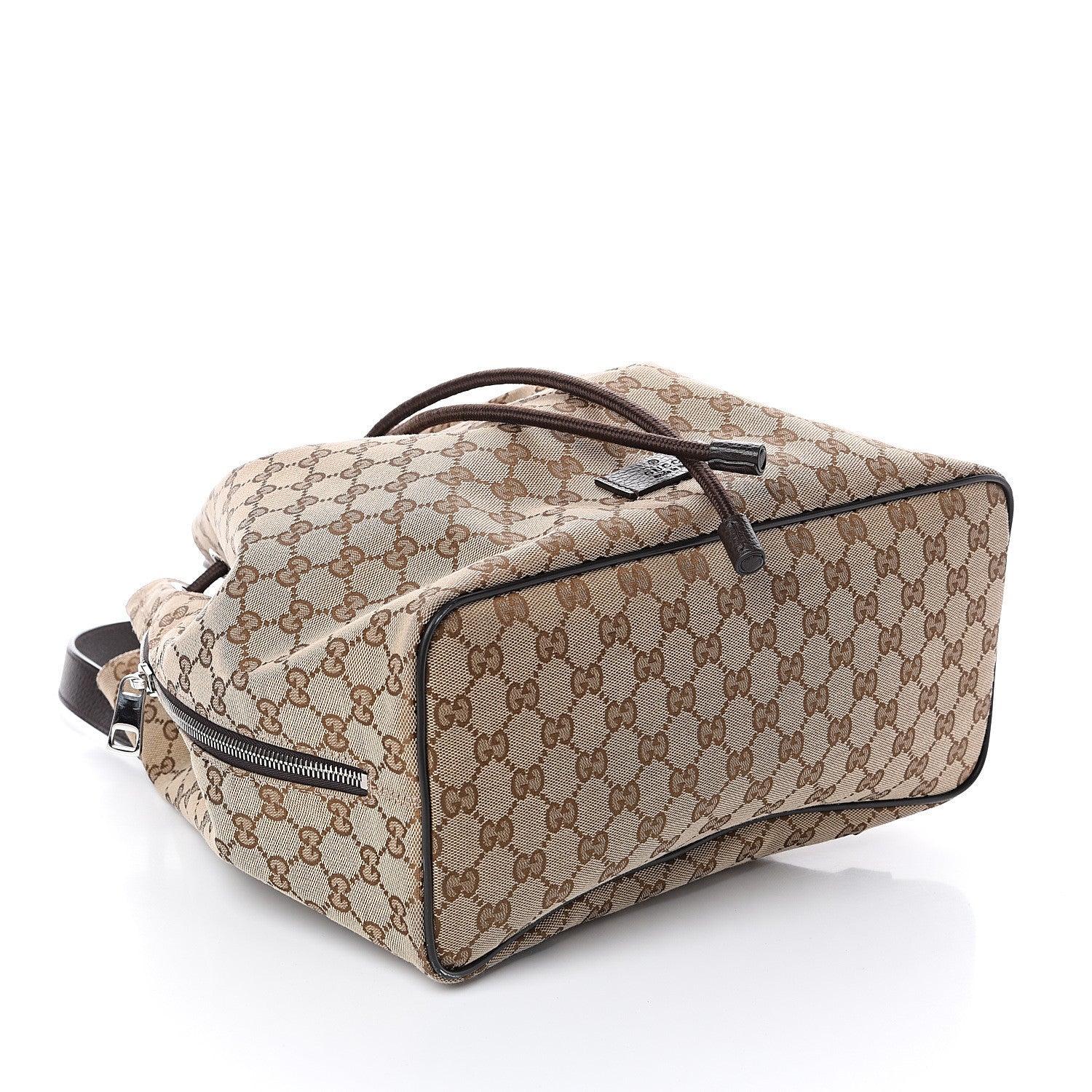 Gucci Monogram Dollar Calfskin O Drawstring Backpack Beige Ebony Testa di Moro Dark Chocolate 3 of 8