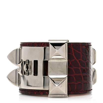 Hermes Shiny Alligator Collier De Chien CDC Bracelet S Bourgogne 3 of 5