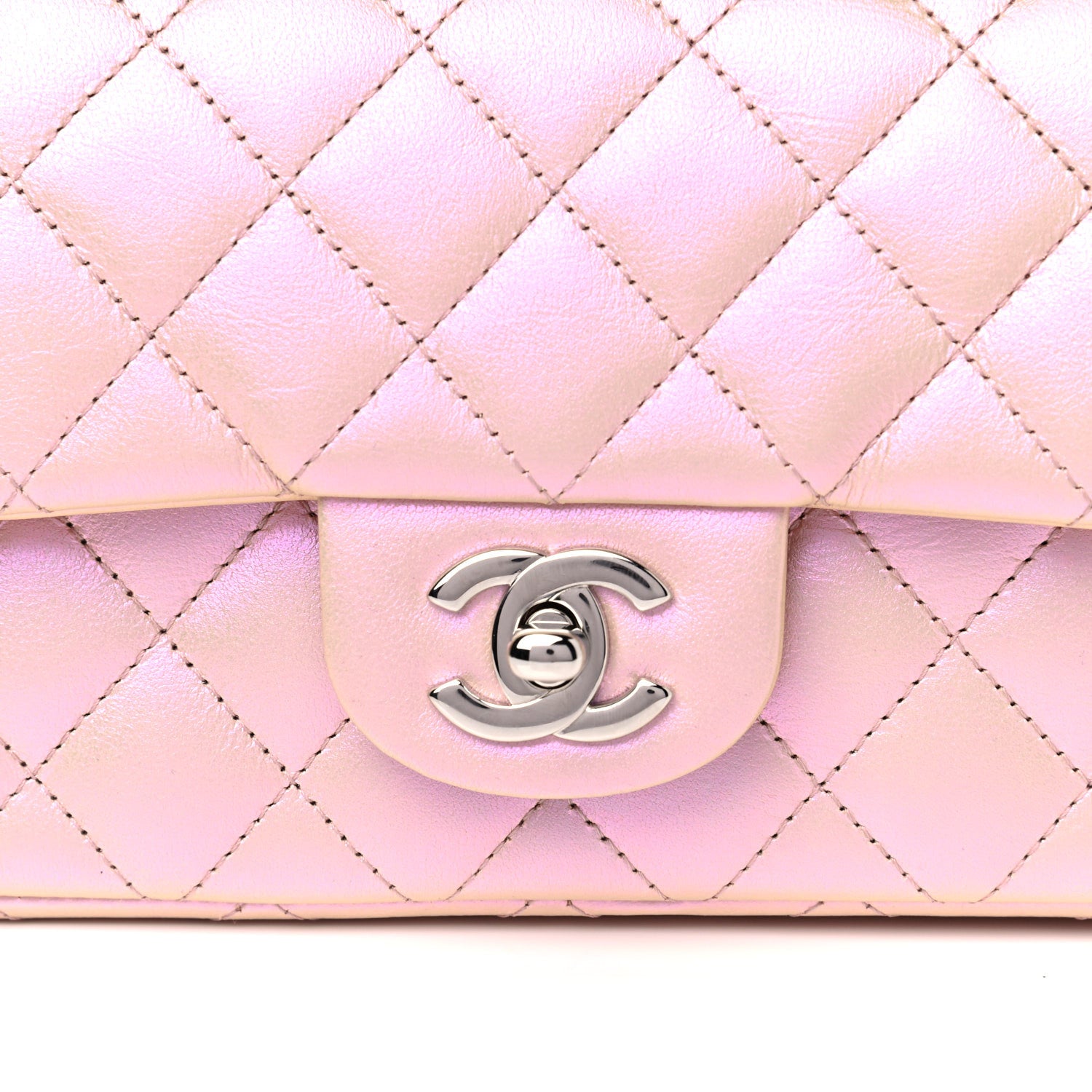 Chanel Iridescent Calfskin Quilted Mini Rectangular Flap Pink 8 of 12