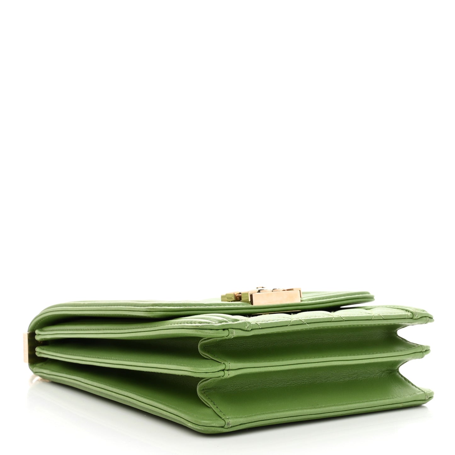 Calfskin Quilted North South Boy Flap Green