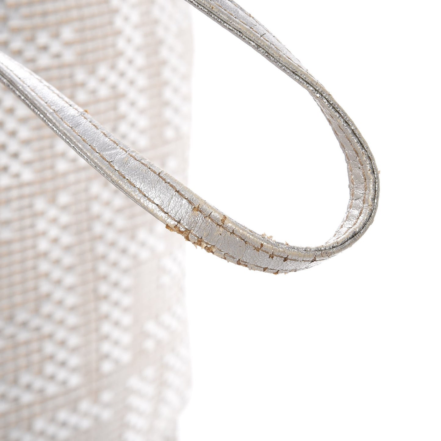 Canvas Metallic Calfskin Woven FF Roll Tote Silver