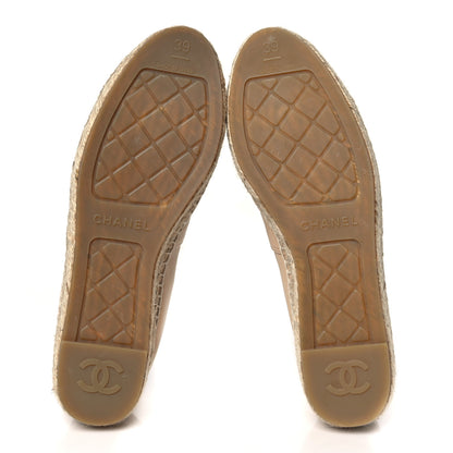 Chanel Lambskin CC Espadrilles 39 Beige Black 5 of 9