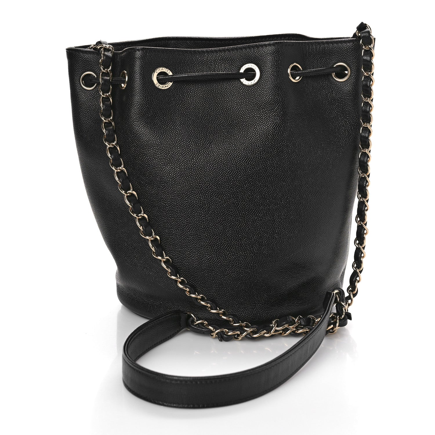 Chanel Caviar Deauville Drawstring Bucket Bag Black 3 of 9