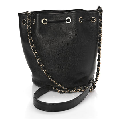 Chanel Caviar Deauville Drawstring Bucket Bag Black 3 of 9