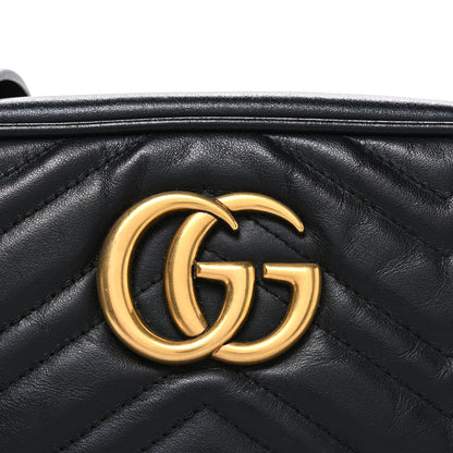 Gucci Calfskin Matelasse Small GG Marmont Chain Shoulder Bag Black 8 of 11