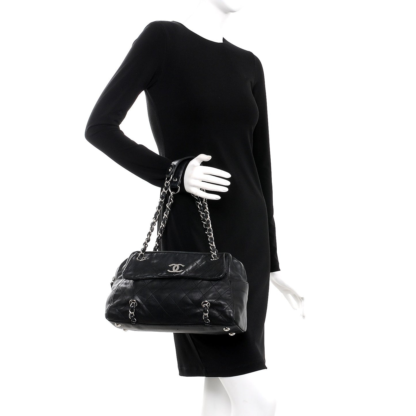 Lambskin Quilted Small Camera Case Black