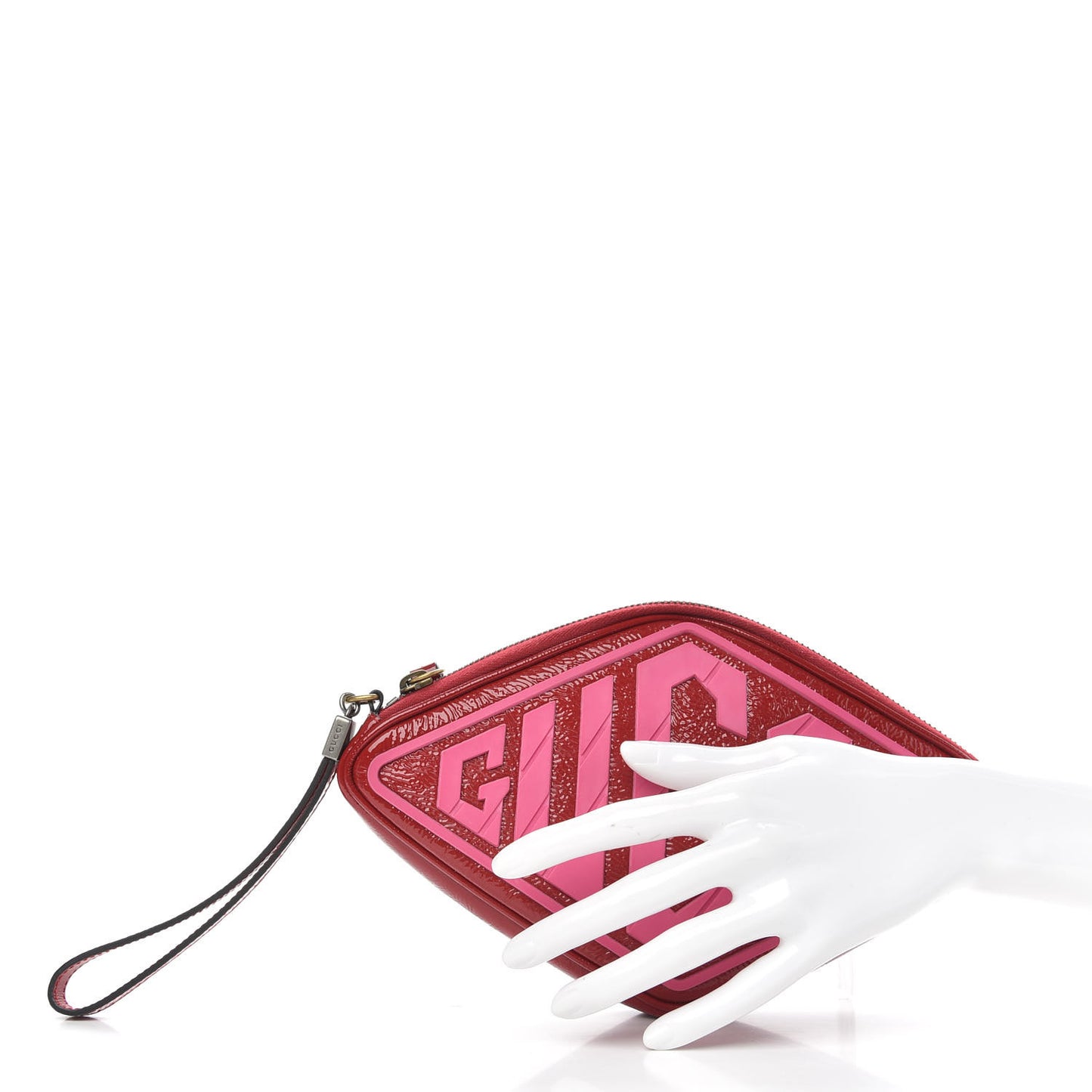 Patent Rubber Game Patch Logo Wrist Bag Hibiscus Red