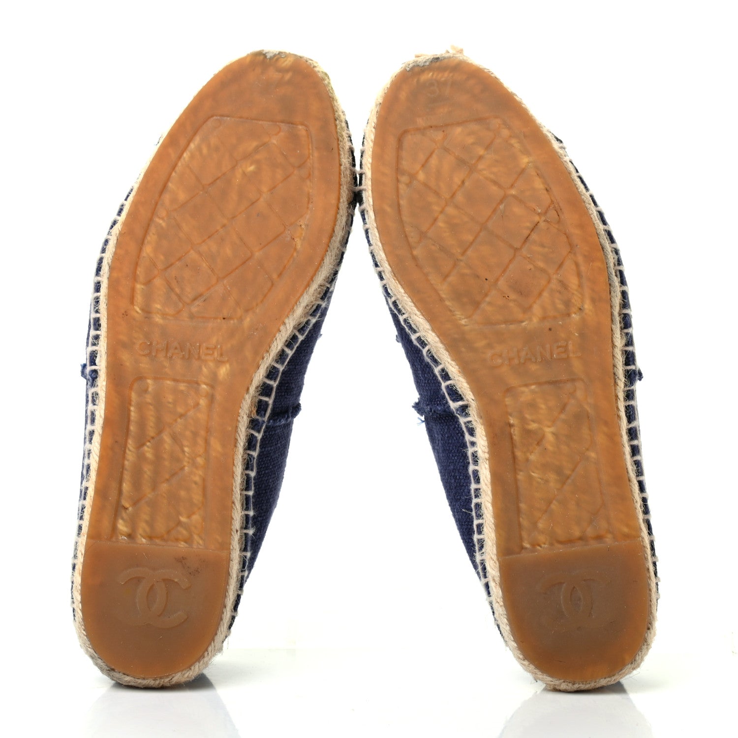 Chanel Canvas CC Espadrilles 37 Navy Black 5 of 10