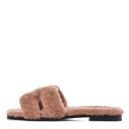 Hermes Woolskin Oran Sandals 37 Rose Aube 1 of 12