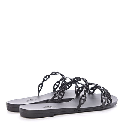 Hermes Rubber Chaine d'Ancre Rivage Sandals 37 Black 4 of 8
