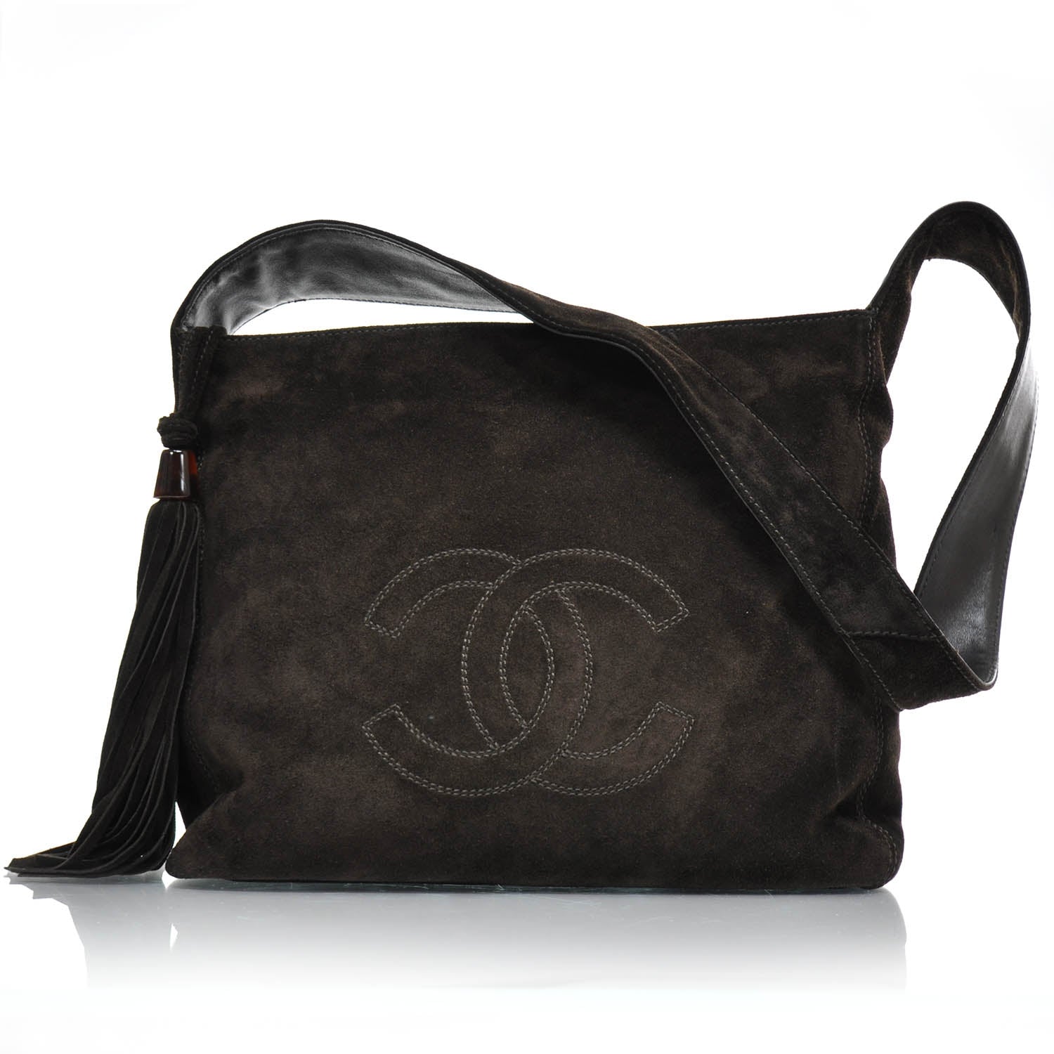 Chanel Suede Tassel CC Shoulder Bag Brown 1 of 8