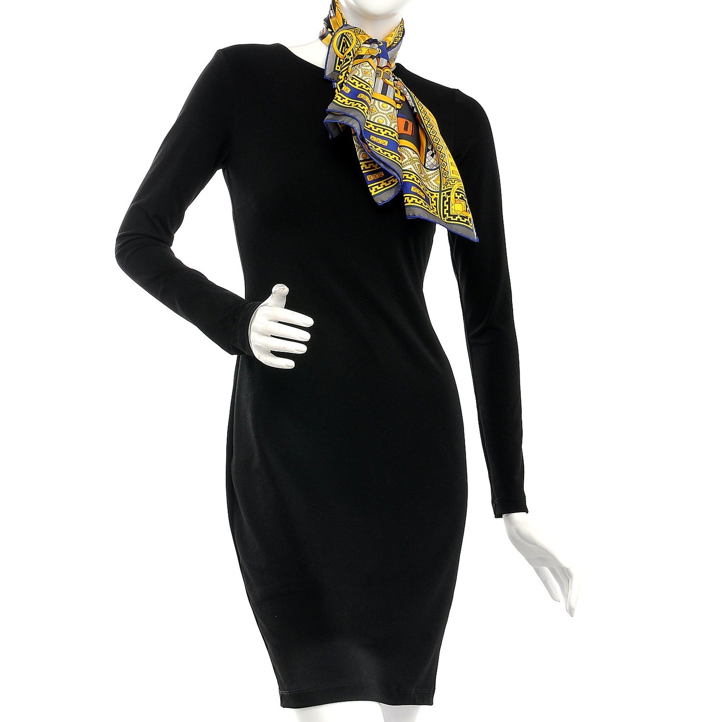 Silk Colliers de Chiens Scarf 90 Anthracite Bleu Nuit Or