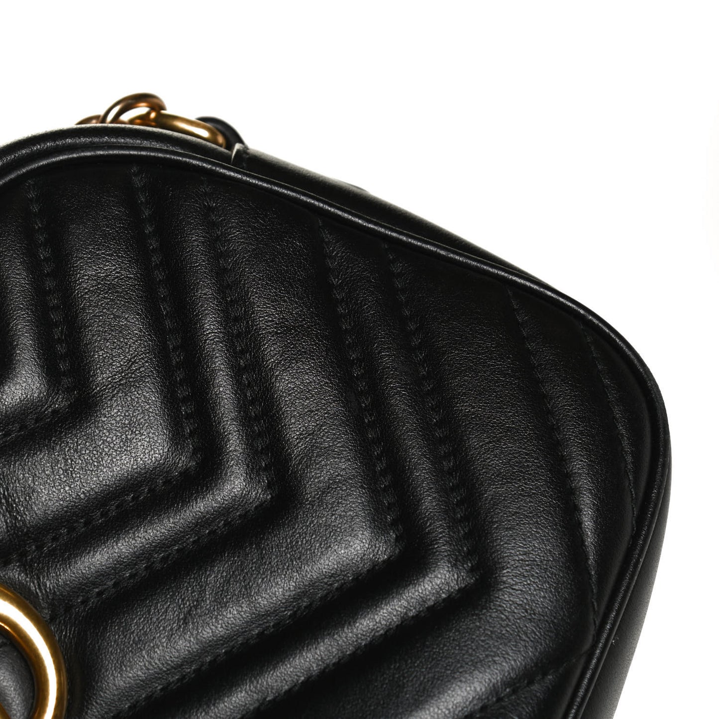 Calfskin Matelasse Small GG Marmont Chain Shoulder Bag Black