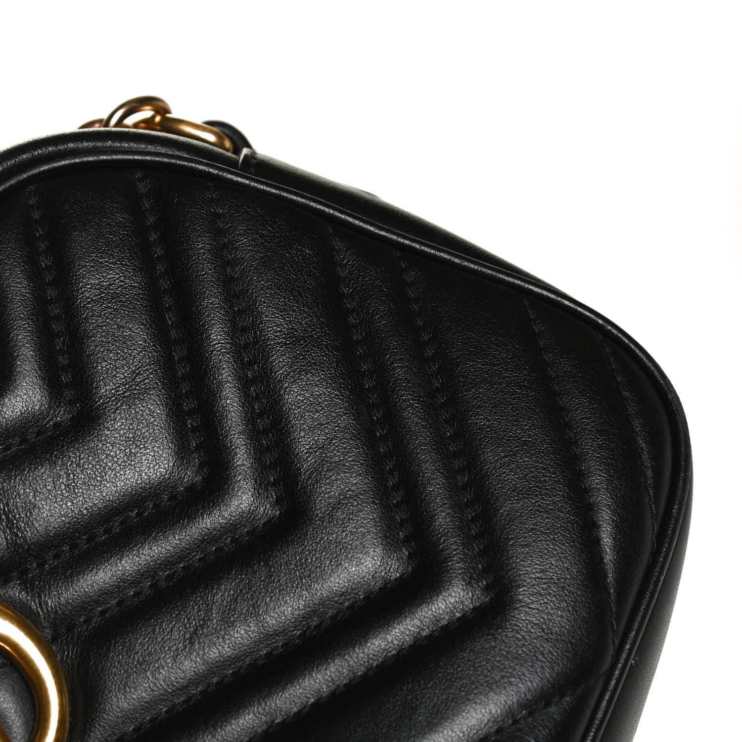 Gucci Calfskin Matelasse Small GG Marmont Chain Shoulder Bag Black 17 of 19