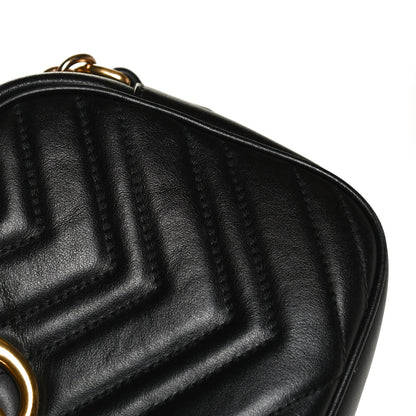 Gucci Calfskin Matelasse Small GG Marmont Chain Shoulder Bag Black 17 of 19