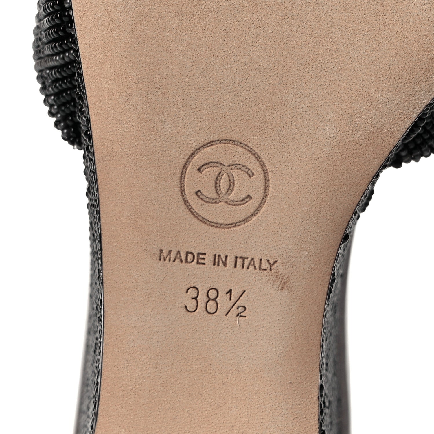 Chanel Beaded CC Mule Sandals 38.5 Black 6 of 7