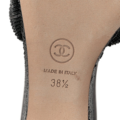 Chanel Beaded CC Mule Sandals 38.5 Black 6 of 7