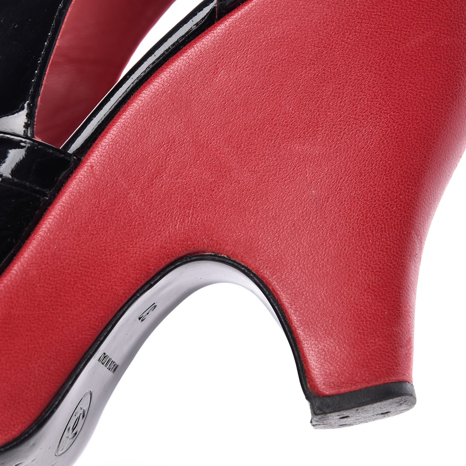 Chanel Patent Wedge Sandals 37 Black Red 17 of 19