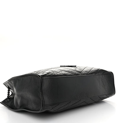 Saint Laurent Crinkled Calfskin Matelasse Monogram Large Niki Shopper Tote Black 4 of 12