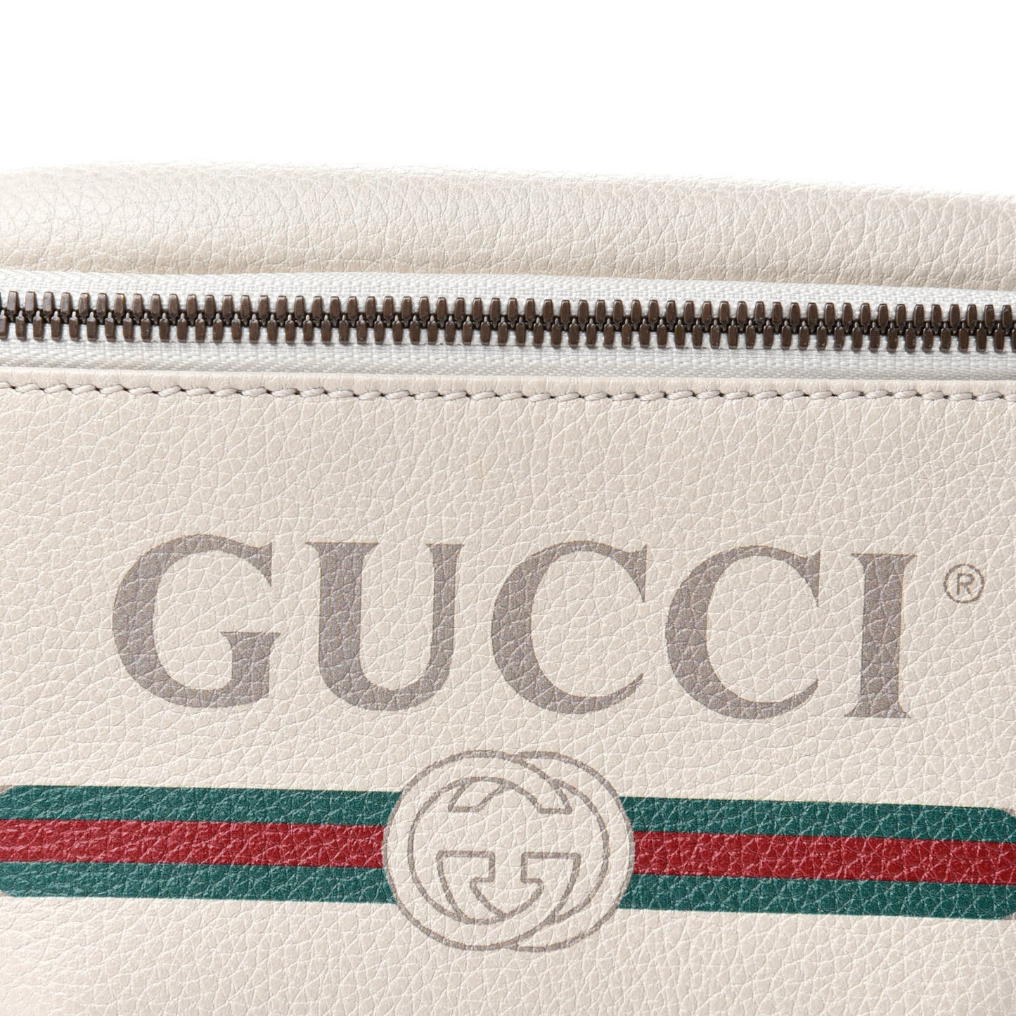 Grained Calfskin Small Logo Belt Bag White