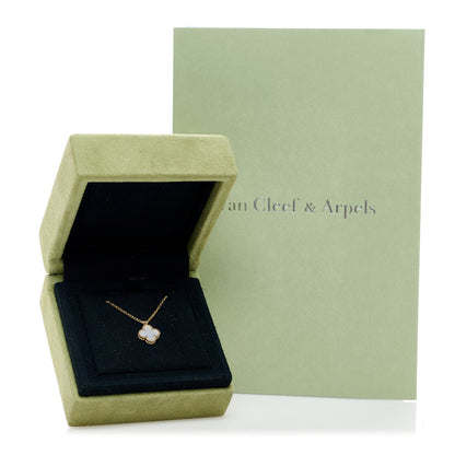 Van Cleef & Arpels 18K Yellow Gold Mother of Pearl Sweet Alhambra Pendant Necklace 6 of 6