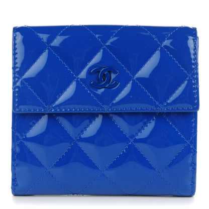Chanel Patent Quilted CC French Wallet Blue 1 of 8