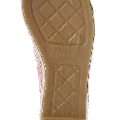 Chanel Tweed Patent CC Espadrilles 37 Pink Black 6 of 7