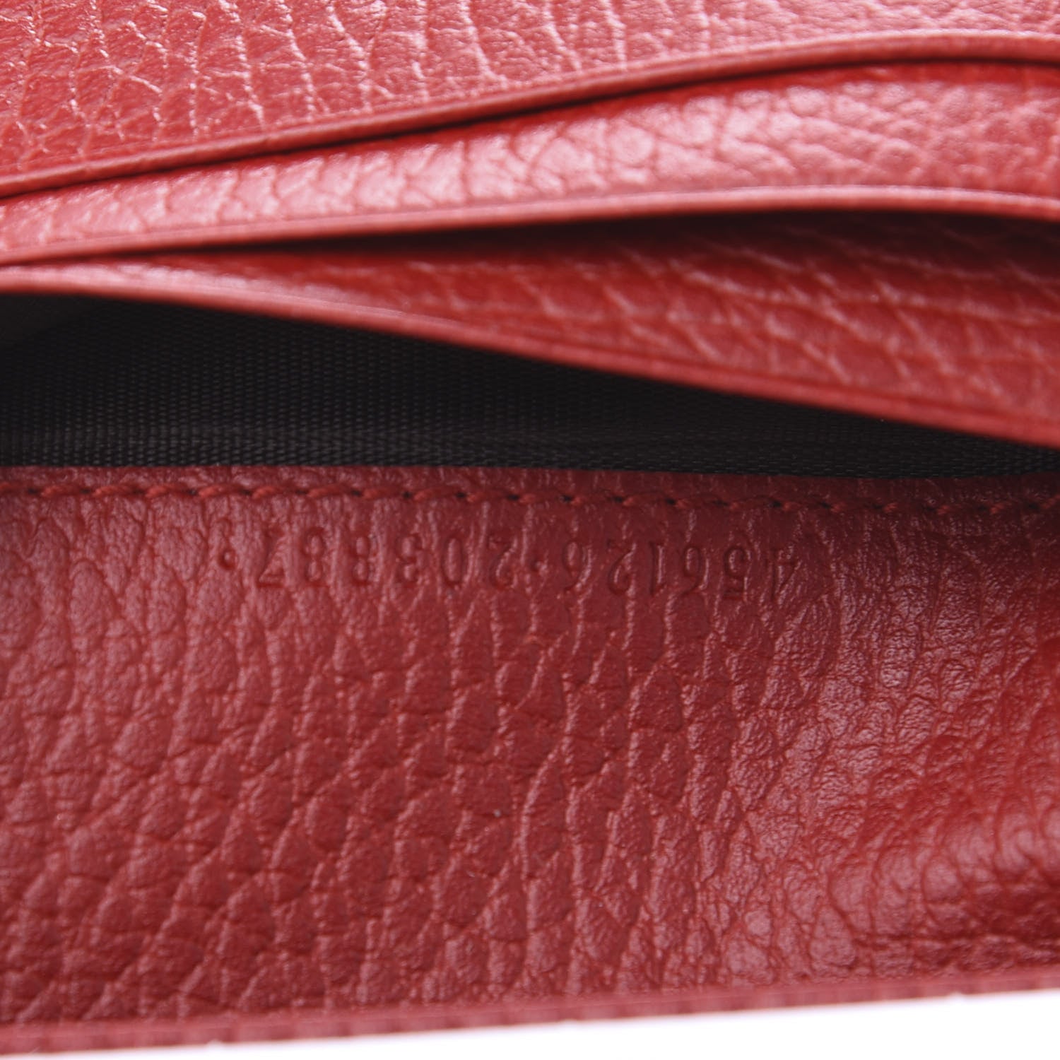 Gucci Pebbled Calfskin GG Marmont Card Case Hibiscus Red 7 of 8